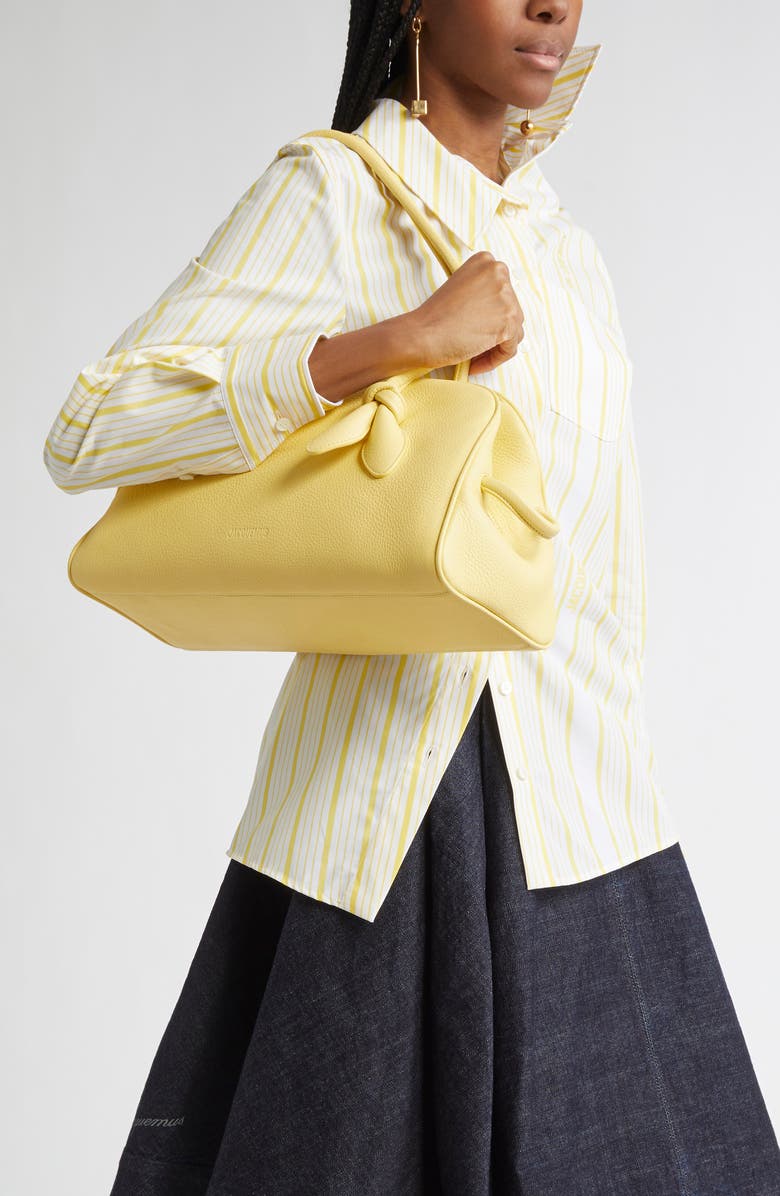 Jacquemus Le Turismo Leather Bowling Bag, Alternate, color, Light Yellow