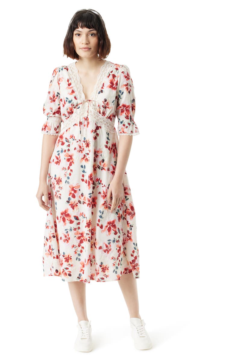 Sam Edelman Dasie Lace Detail Cotton Midi Dress | Nordstromrack