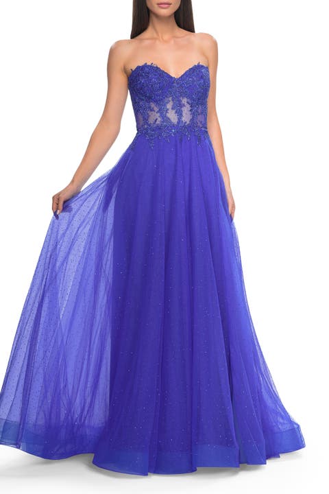 A-Line Tulle Ballgown with Lace Illusion Bodice