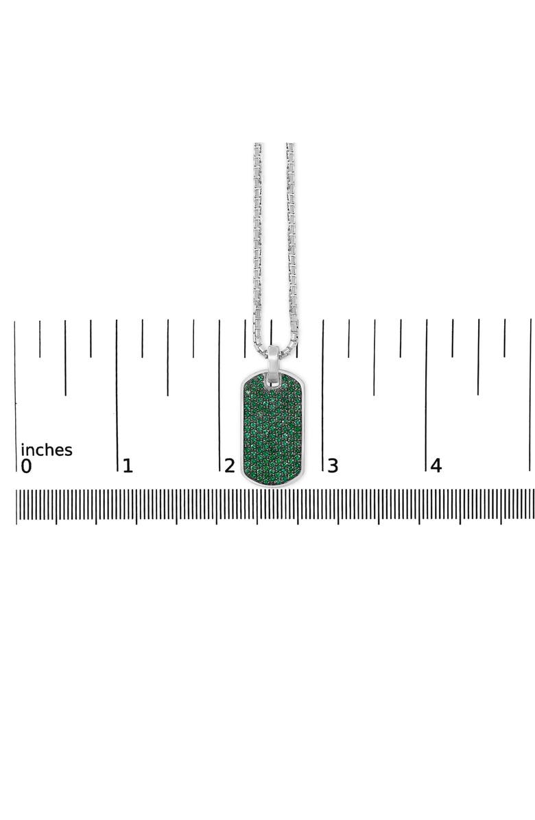 Haus of Brilliance Men's Silver Created Green Emerald Dog Tag Pendant Necklace - 22" Inches, Alternate, color, White