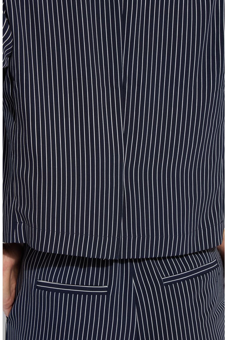 Clarette Stripe Elbow Sleeve Crop Jacket, Alternate, color, MARINE PINSTRIPE