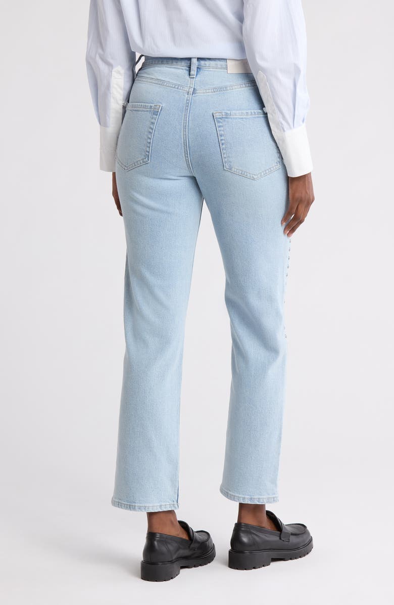 DKNY Jeans Studded High Waist Straight Leg Jeans, Alternate, color, Montrose