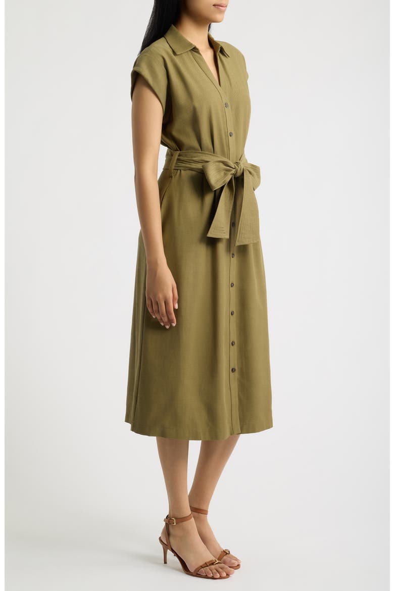Short Sleeve Midi Shirtdress, Alternate, color, OLIVE