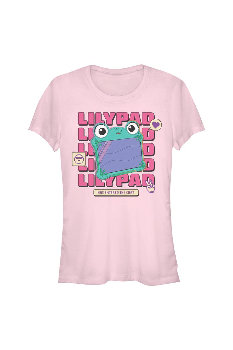 Junior's Toy Story 5 Lily Pad Chat Art  Graphic T-Shirt, Main, color, Light Pink