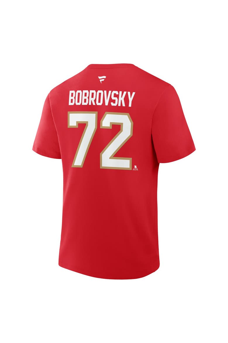 Men's Fanatics Sergei Bobrovsky Red Florida Panthers Authentic Stack Name & Number T-Shirt, Alternate, color, Red