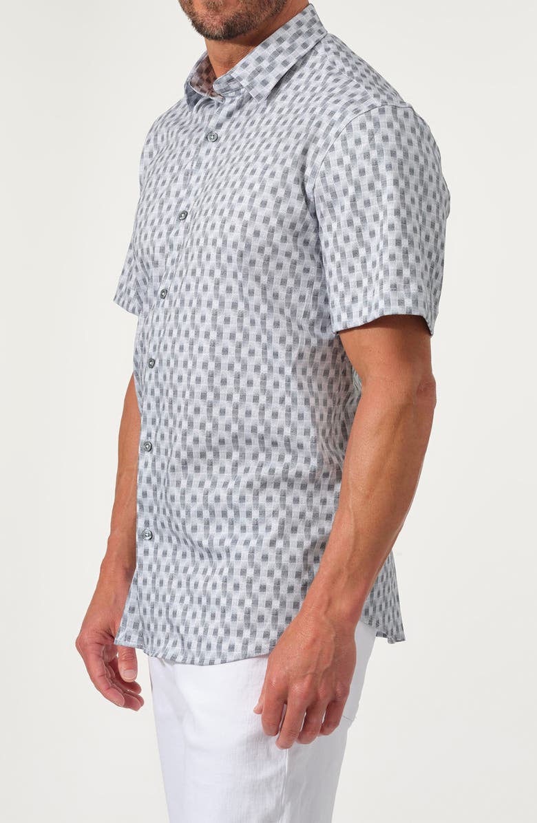 STUDIO GARNET LOS ANGELES Dynamic Comfort Short Stretch Cotton Sleeve Button-Up Shirt, Alternate, color, Black