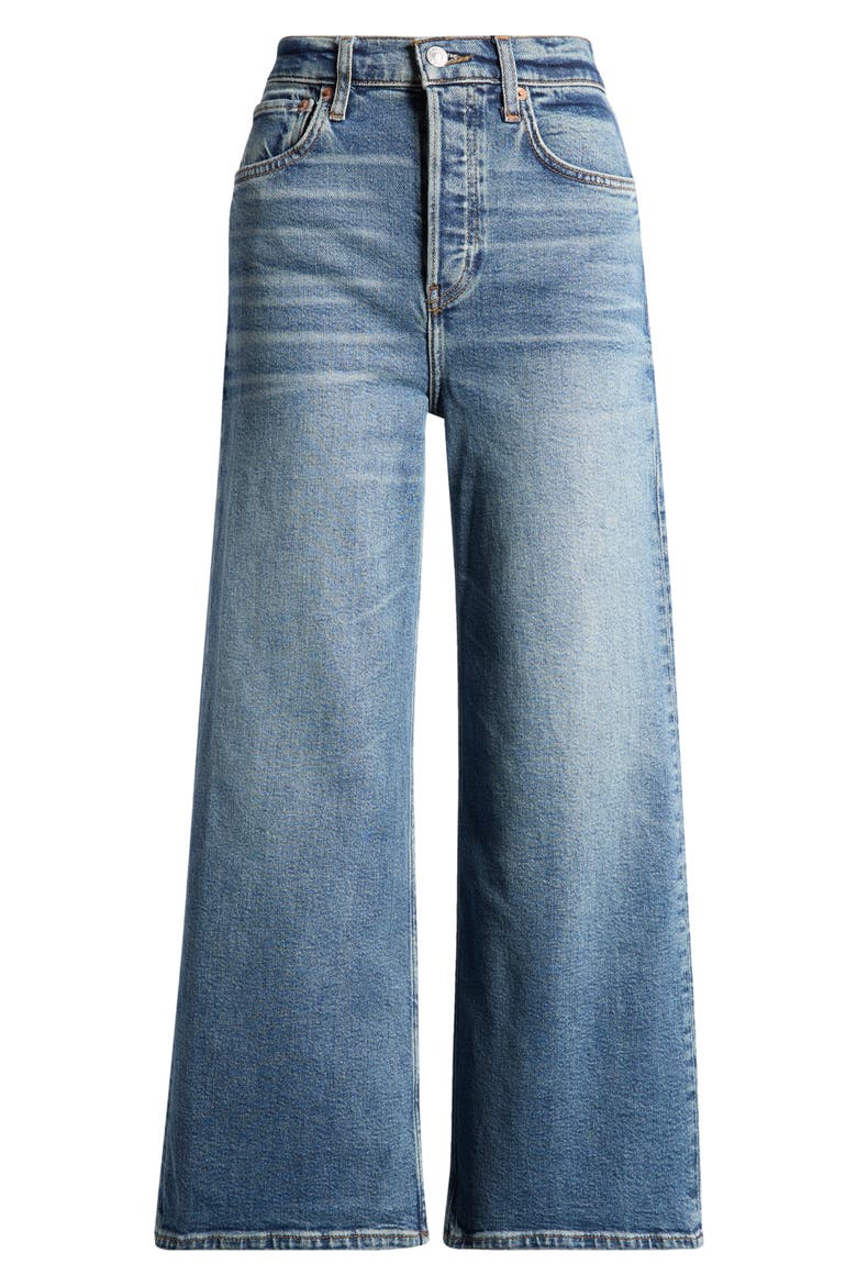 High Waist Crop Wide Leg Jeans, Alternate, color, CRAFTED INDIGO