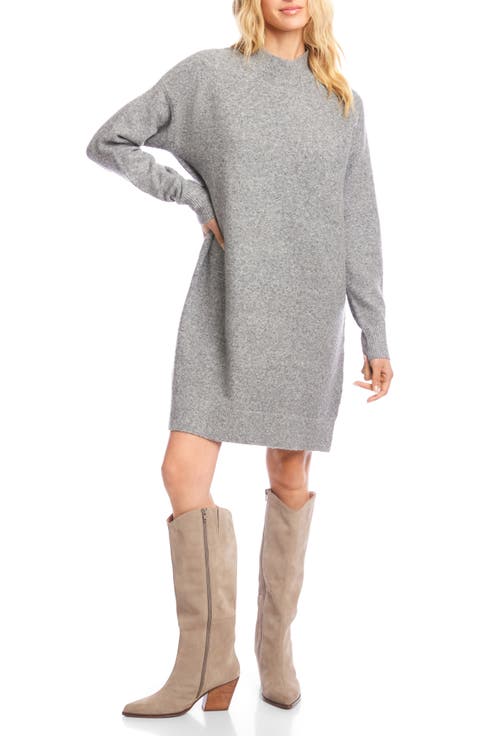 Mock Neck Long Sleeve Sweater Dress