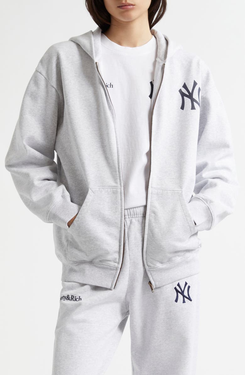 Sporty & Rich YANKEES SERIF ZIP HOODIE, Main, color, 