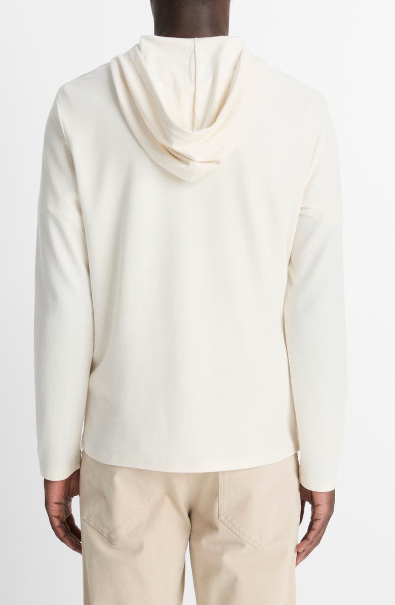 Vince Pima Cotton Piqué Hoodie, Alternate, color, Blanco
