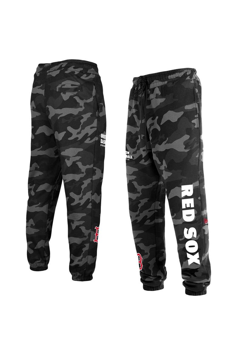 Men's New Era Black Boston Red Sox Camo Jogger Pants, Main, color, Black