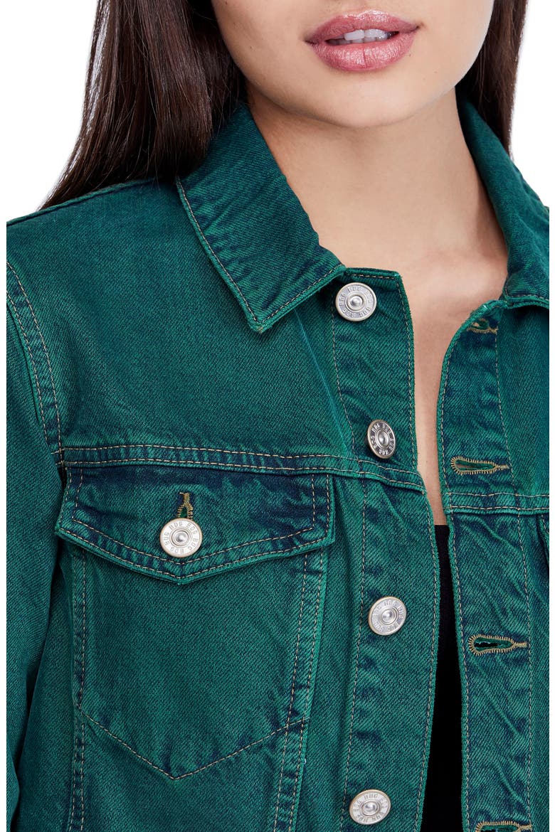 Overdyed Crop Denim Jacket, Alternate, color, GREEN