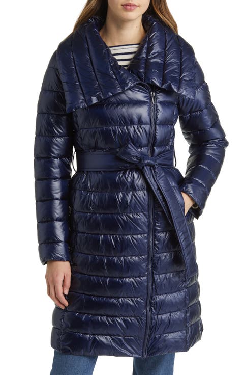 Asymmetrical Zip Front Faux Down Puffer