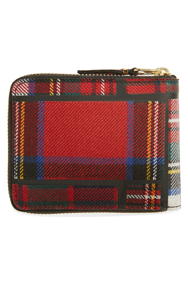 Tartan Patchwork Wool Wallet, Alternate, color, RED