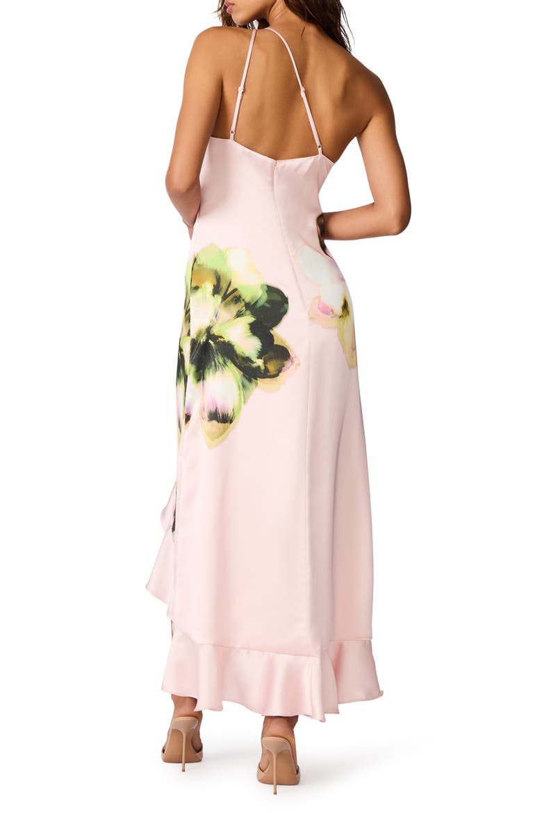Mindy Floral Print High-Low Dress, Alternate, color, PINK CARNATION