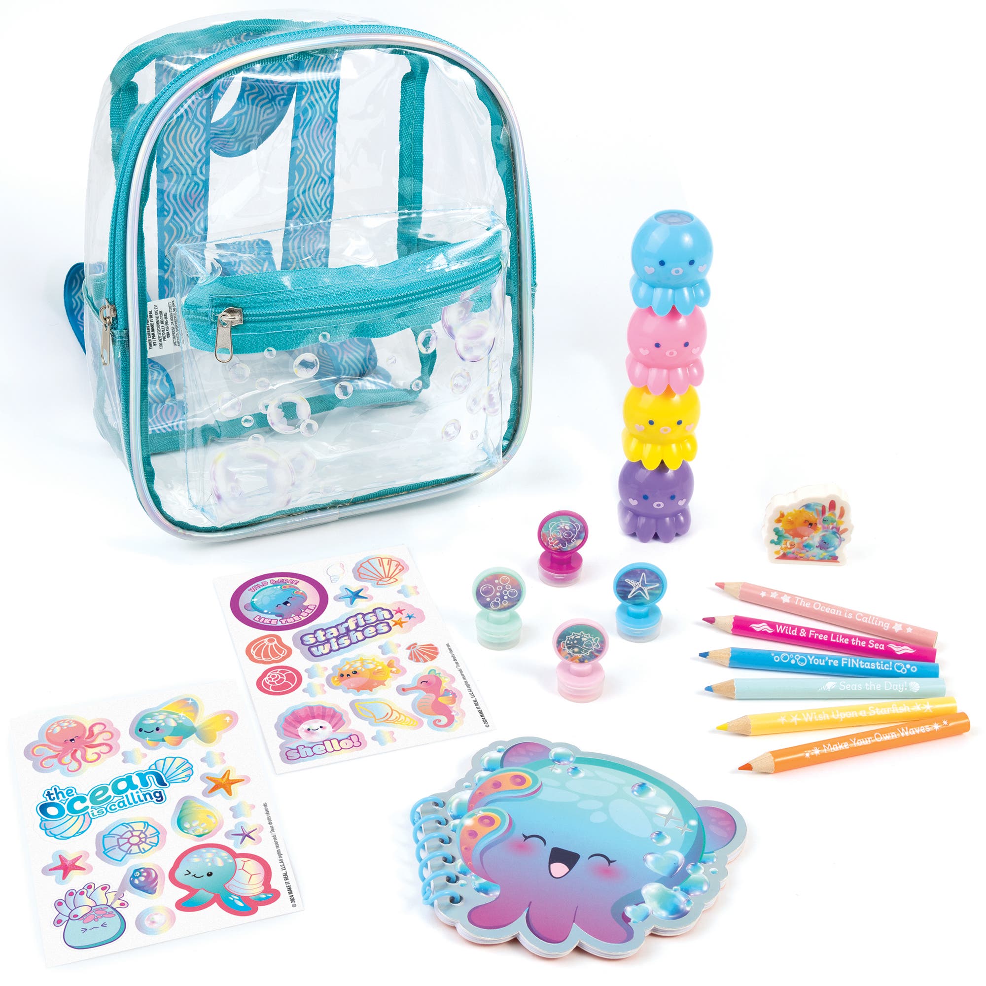 Seas The Day! Stationery Set 8 Inch Mini Backpack, Ocean Theme, Kids & Girls, Alternate, color, Multicolored