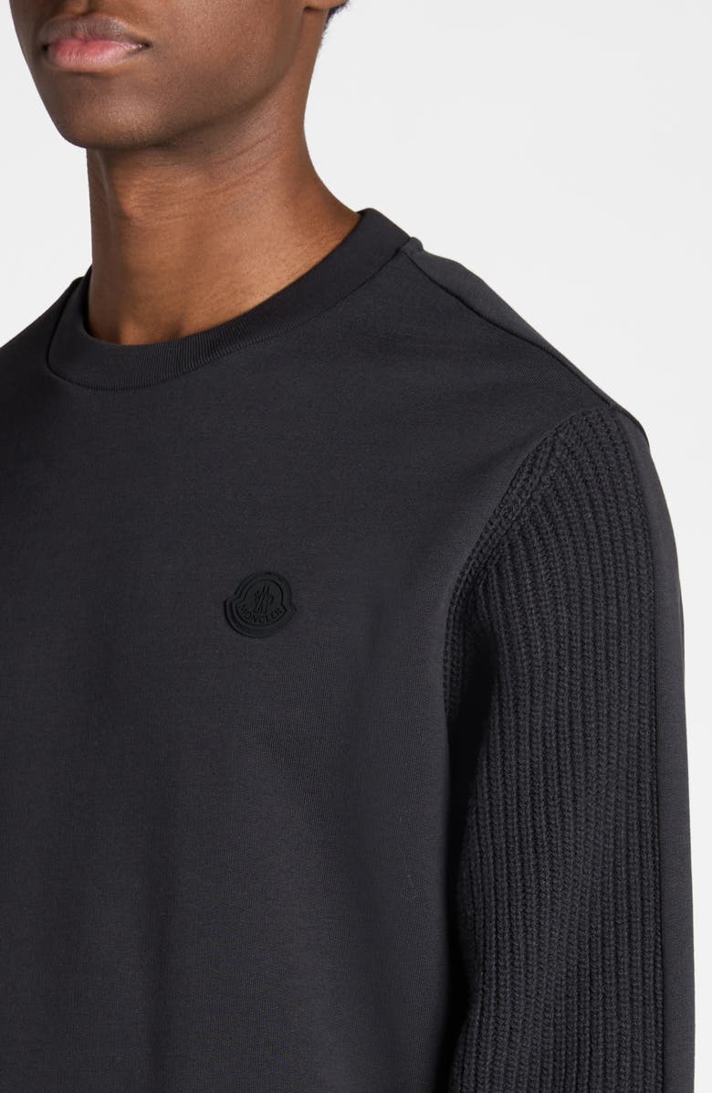Moncler Logo Patch Cotton & Wool Sweatshirt, Alternate, color, 