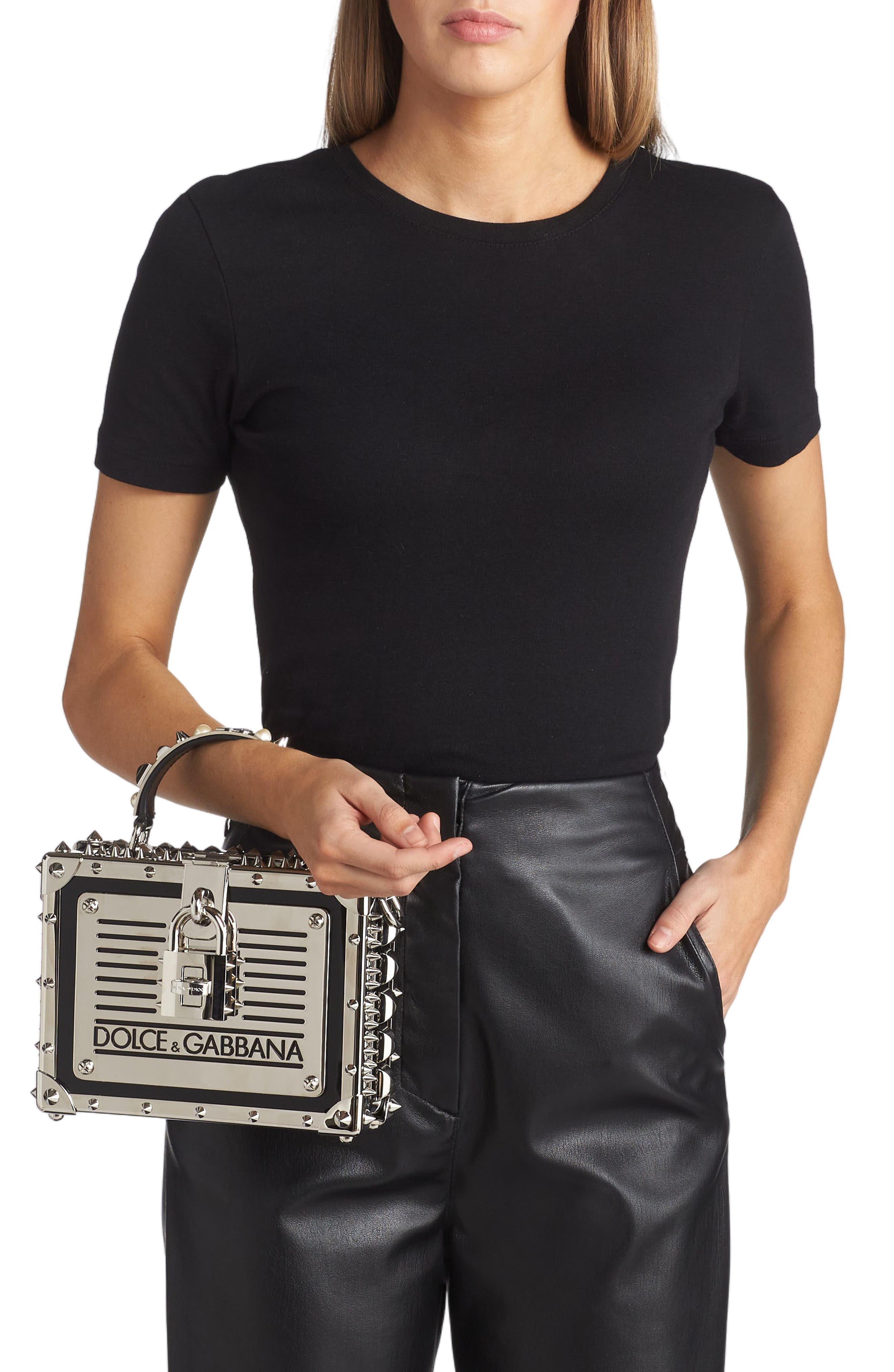 Dolce&Gabbana Dolce Box Top Handle Bag, Alternate, color, 