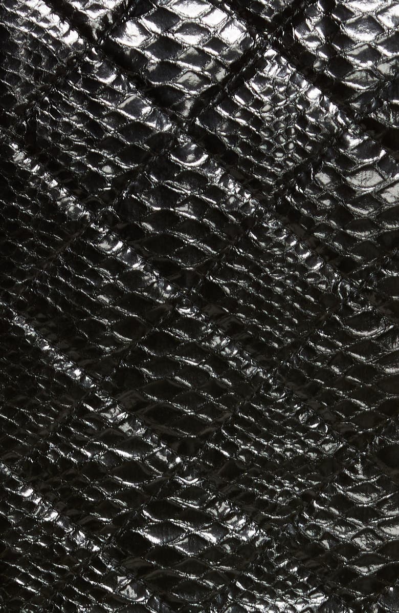 Blanc Noir Quilted Snake Embossed Faux Patent Leather & Mesh Moto Jacket, Alternate, color, 