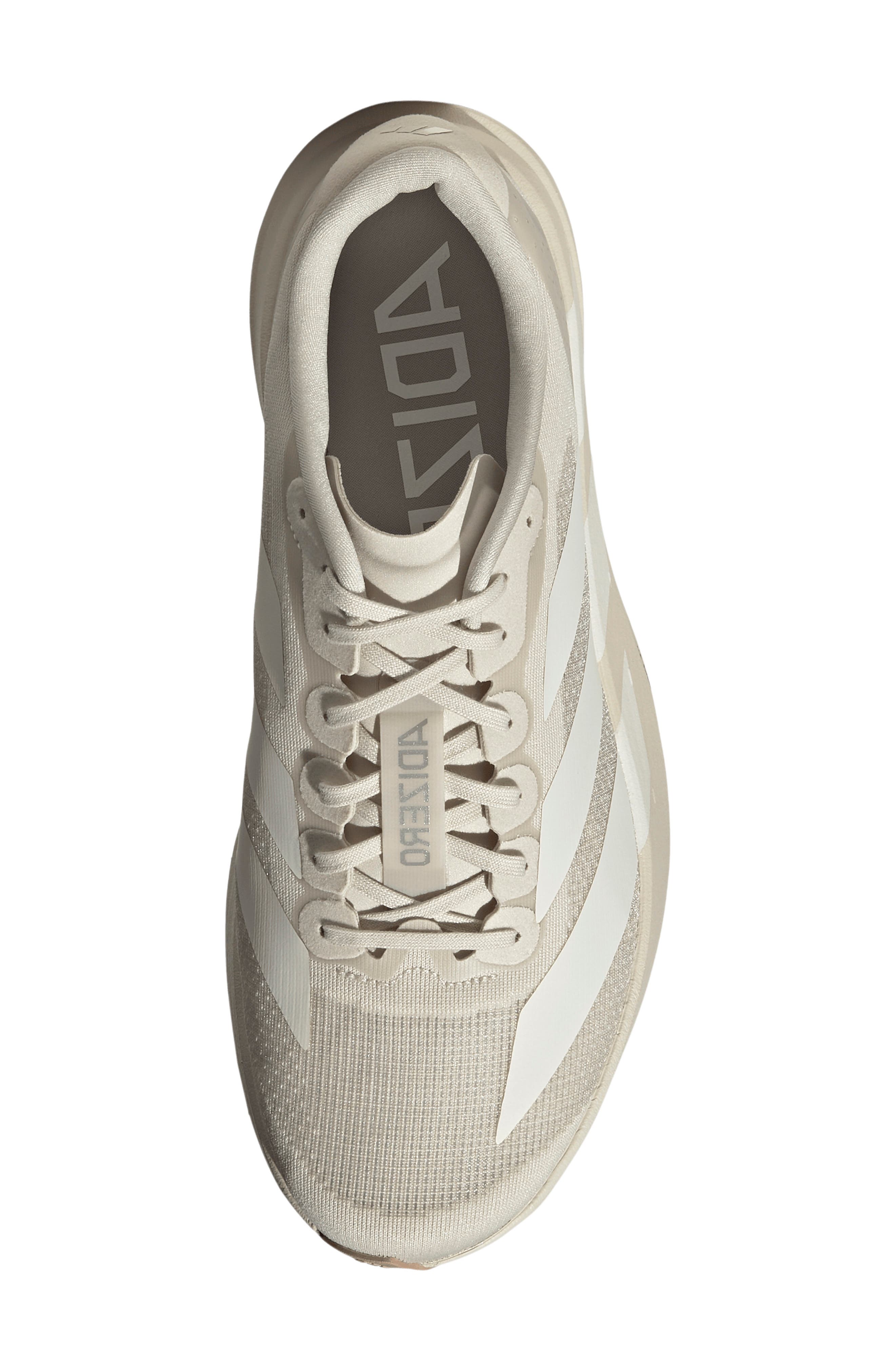 Adizero Evo SL Running Shoe, Alternate, color, ALUMINA/ OFF WHITE/ SANDSTONE