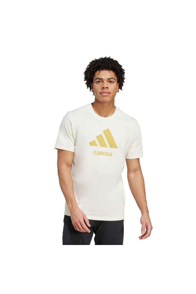 Men's adidas  Cream CR Flamengo Three-Stripes Wordmark T-Shirt, Alternate, color, Cream