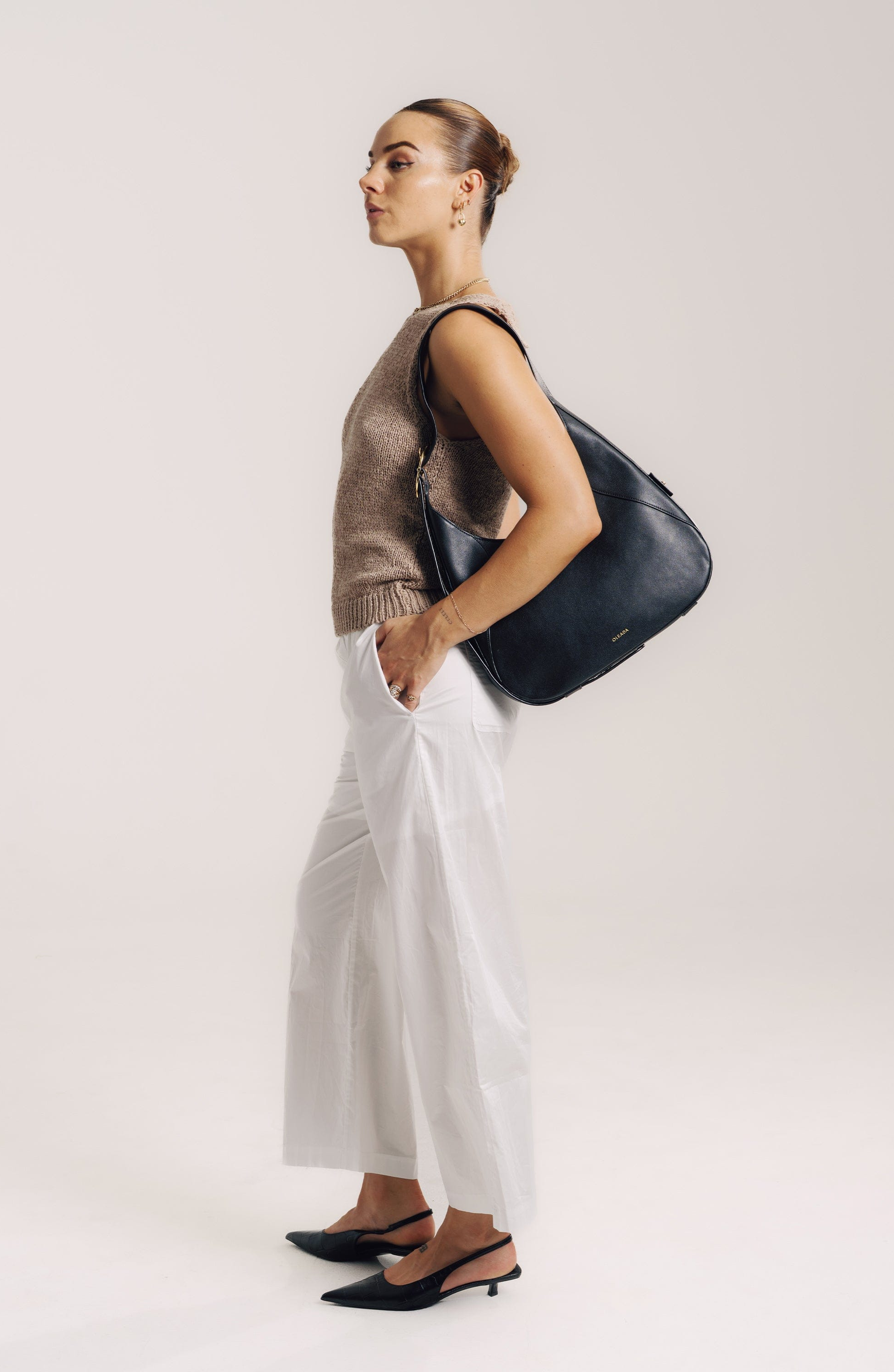 OLEADA Mini Marina Hobo Bag, Alternate, color, Onyx