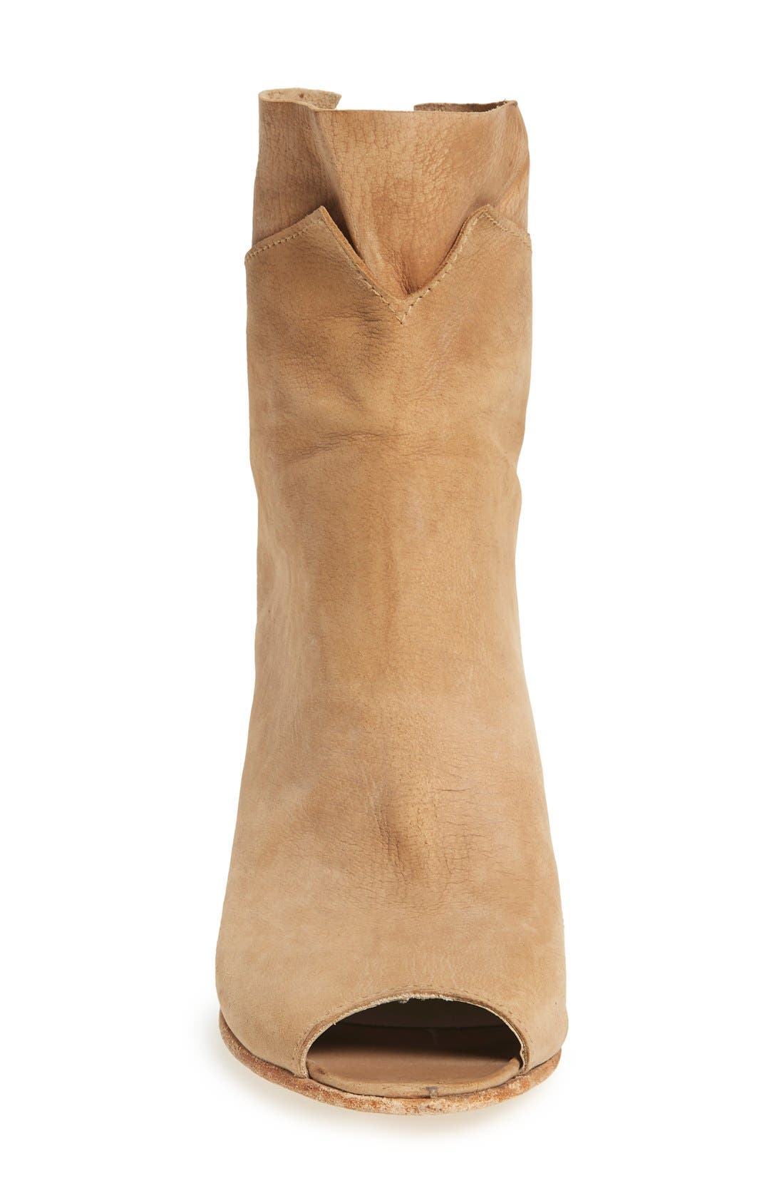 'Golden Road' Open Toe Bootie, Alternate, color, NATURAL LEATHER