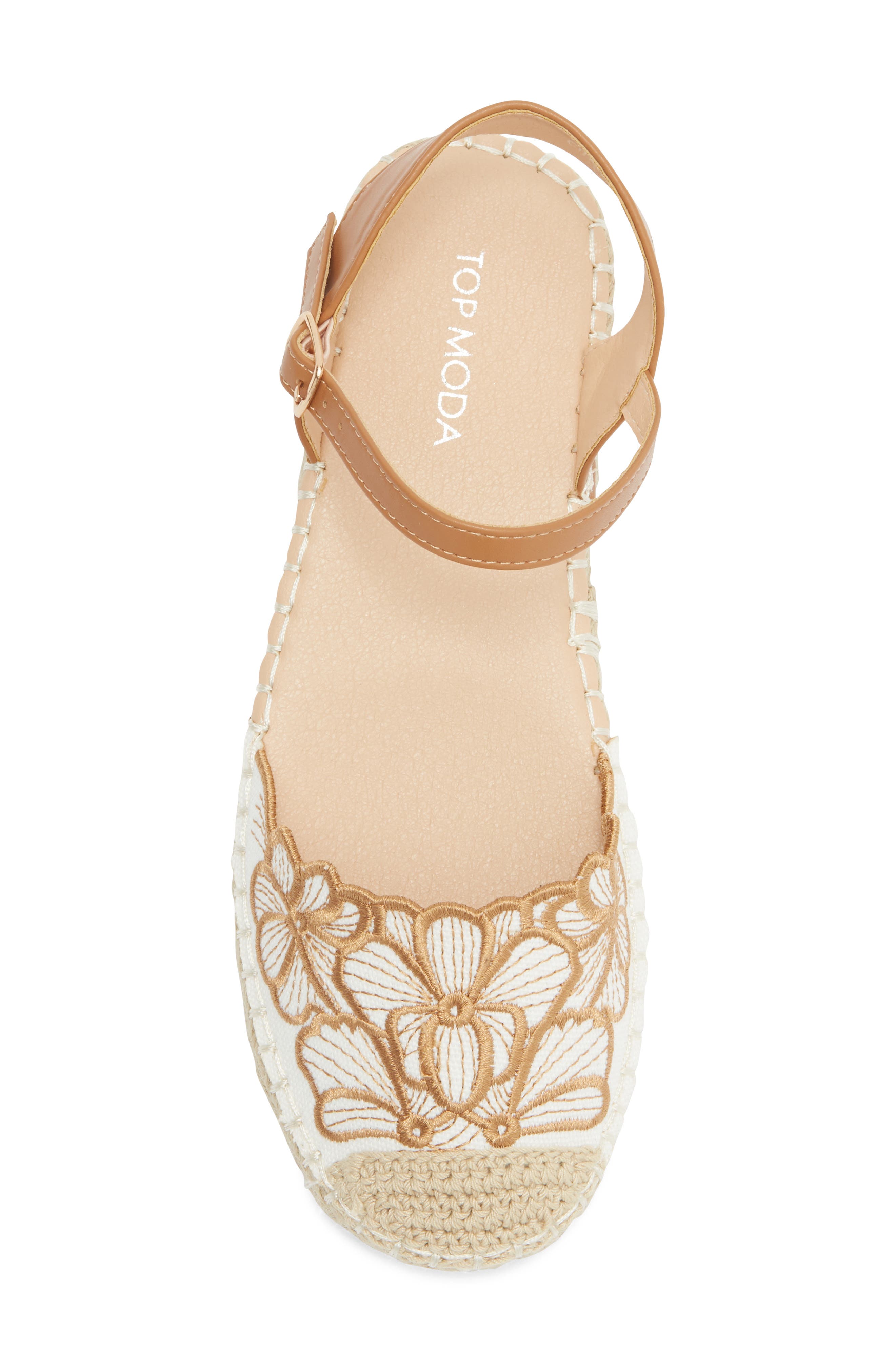 TOP MODA Chaya Floral Embroidered Flat, Alternate, color, Tan Pu