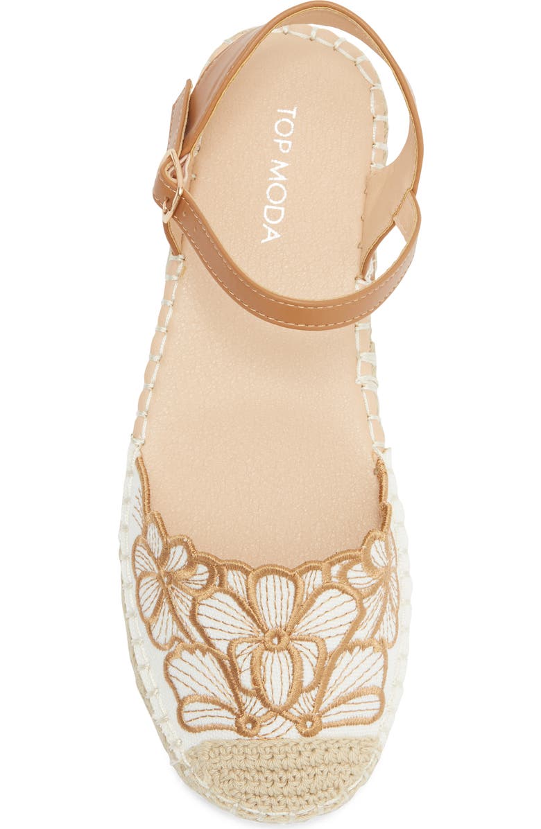 TOP MODA Chaya Floral Embroidered Flat, Alternate, color, Tan Pu