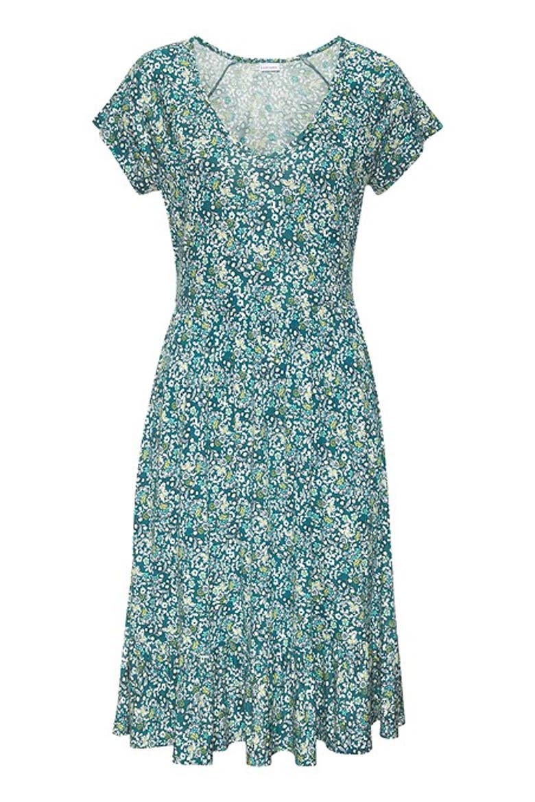 Women's V-Neck Flounce Dress, Alternate, color, Mint Printed