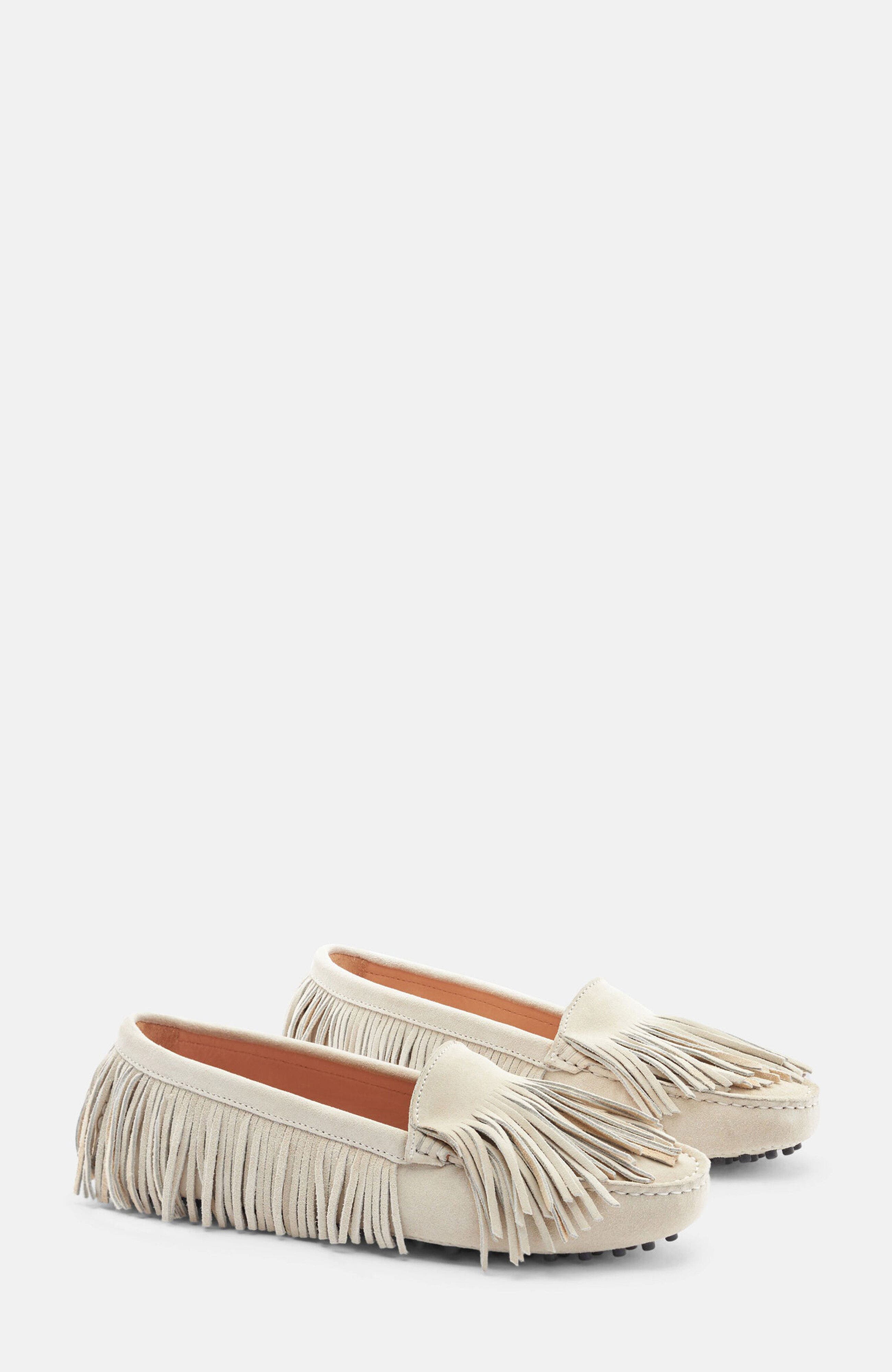 Maya Driving Shoes, Alternate, color, Cream - Suede