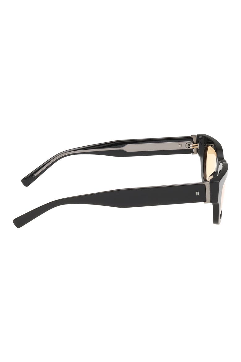 51mm Square Sunglasses, Alternate, color, SHINY BLACK / AMBER LENS