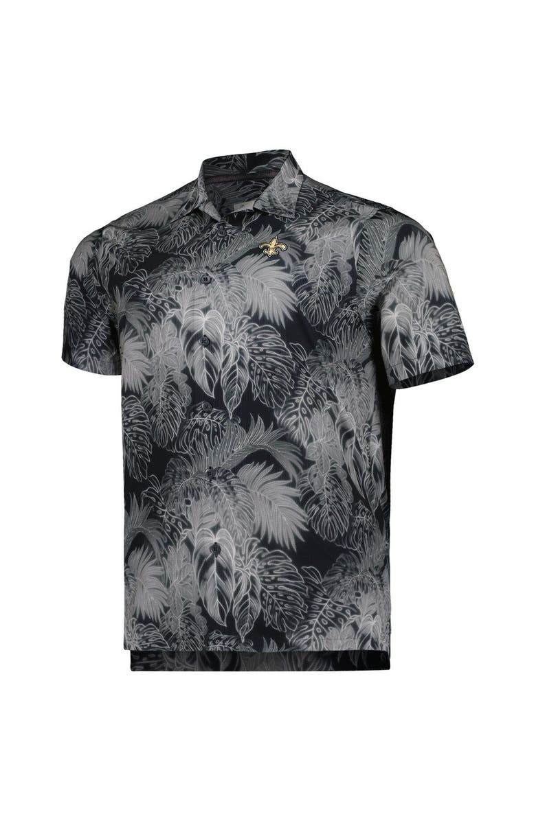 Tommy Bahama Men's Tommy Bahama Black New Orleans Saints Big & Tall Bahama Coast Luminescent Fronds Camp IslandZone Button-Up Shirt, Alternate, color, 