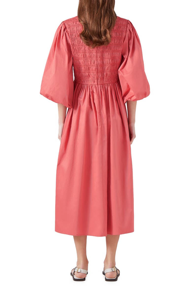Calister Smocked Midi Dress, Alternate, color, ROSE