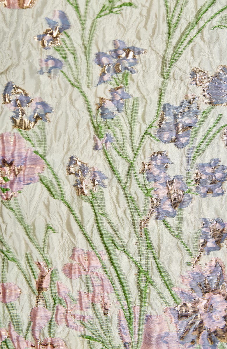 Endless Rose Metallic Floral Jacquard Minidress, Alternate, color, Cream Multi