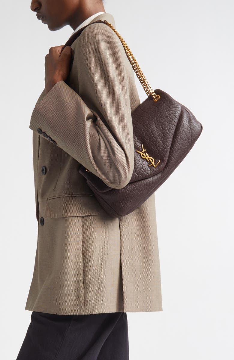 Saint Laurent Medium Calypso Leather Shoulder Bag, Alternate, color, Raisin