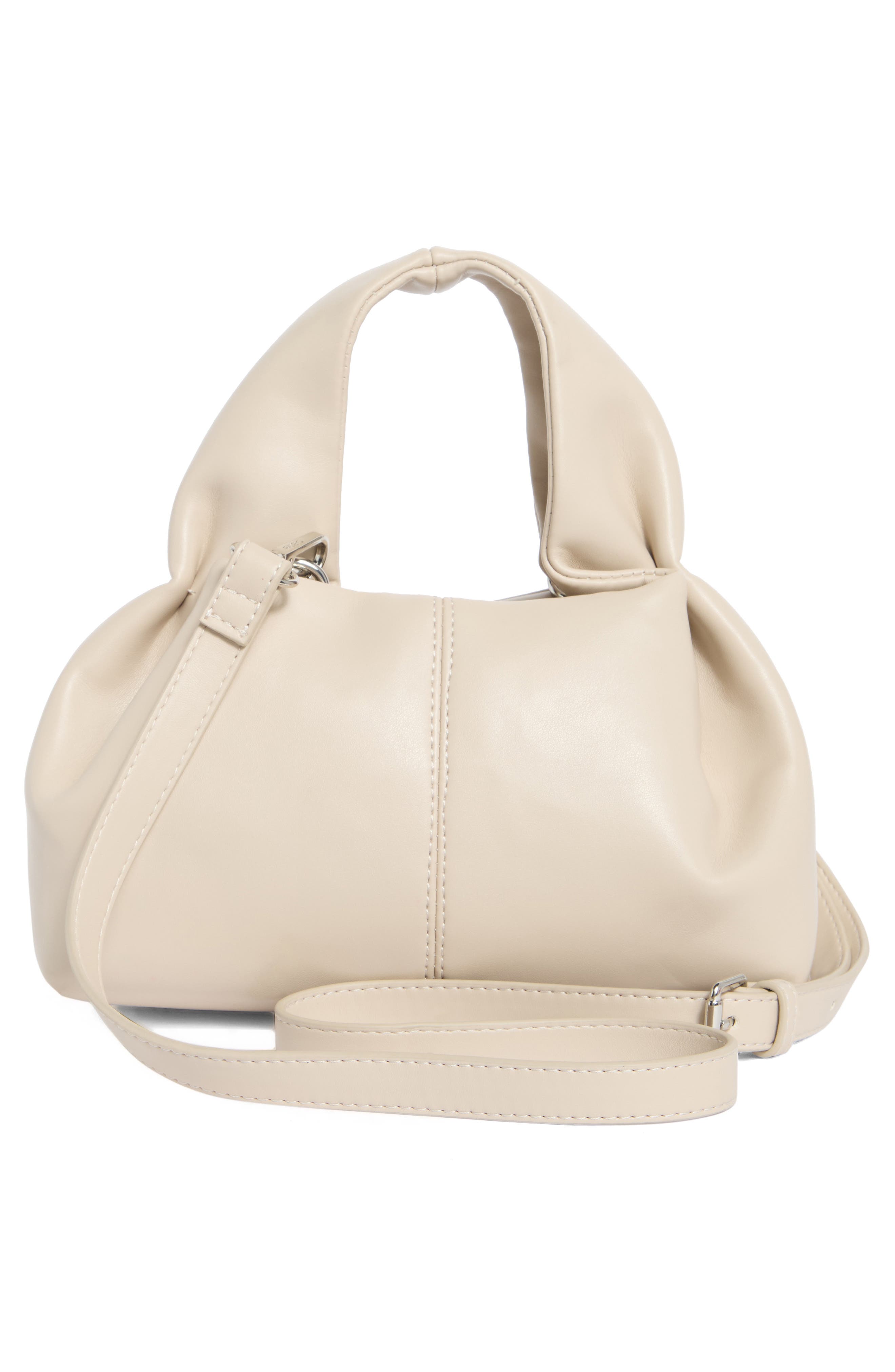 Mini Pleated Top Handle Satchel, Alternate, color, ALMOND
