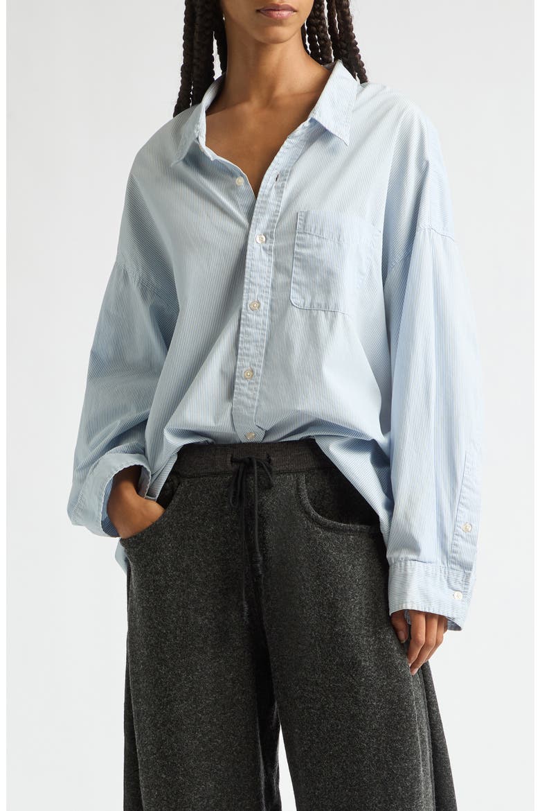 Oversize Oxford Button-Up Shirt, Main, color, BLUE/ WHITE
