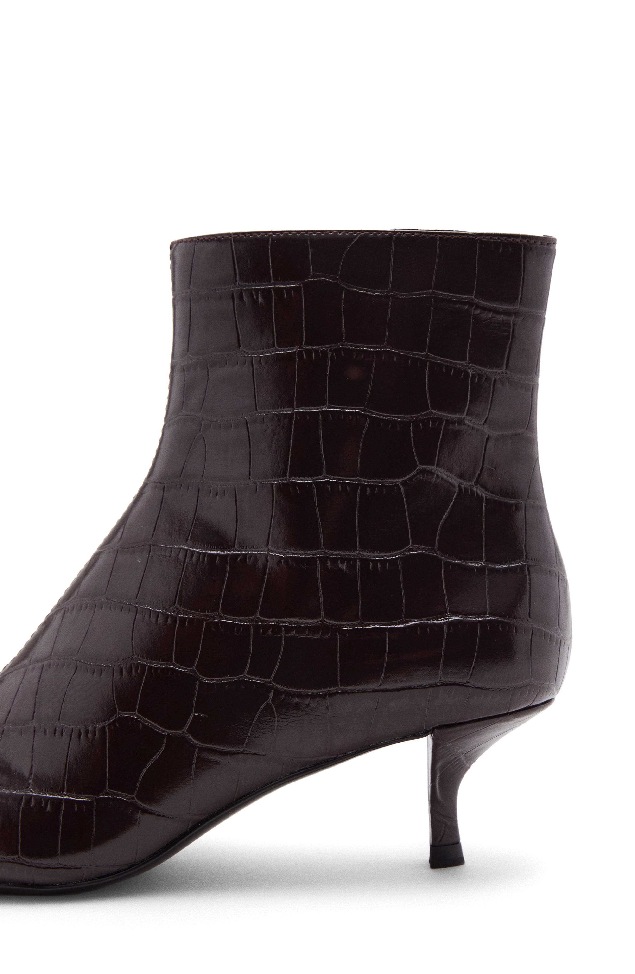 MANGO Croc Embossed Bootie, Alternate, color, Chocolate