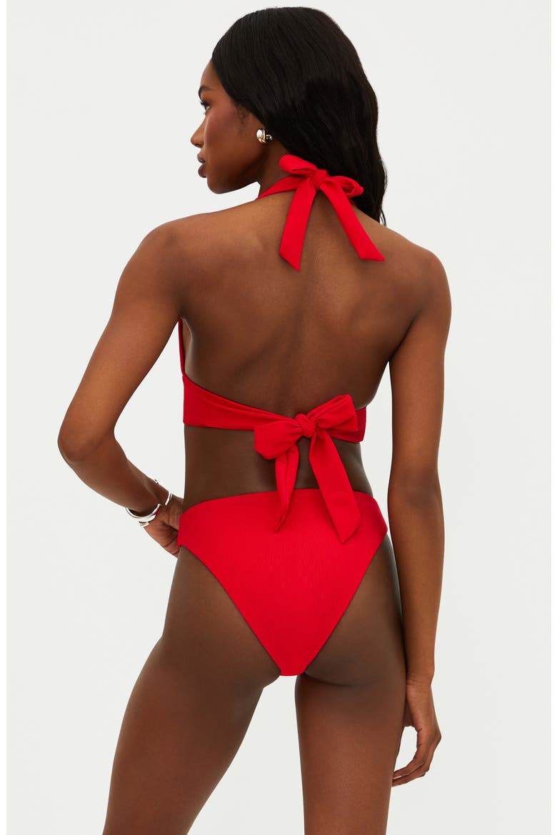Laurel Halter Bikini Top, Alternate, color, RED