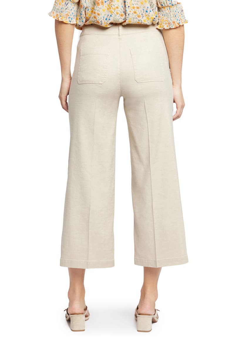 Linen Blend Crop Wide Leg Pants, Alternate, color, FEATHER