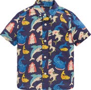 Mini Boden Kids' Linen & Cotton Short Sleeve Button-Down Shirt