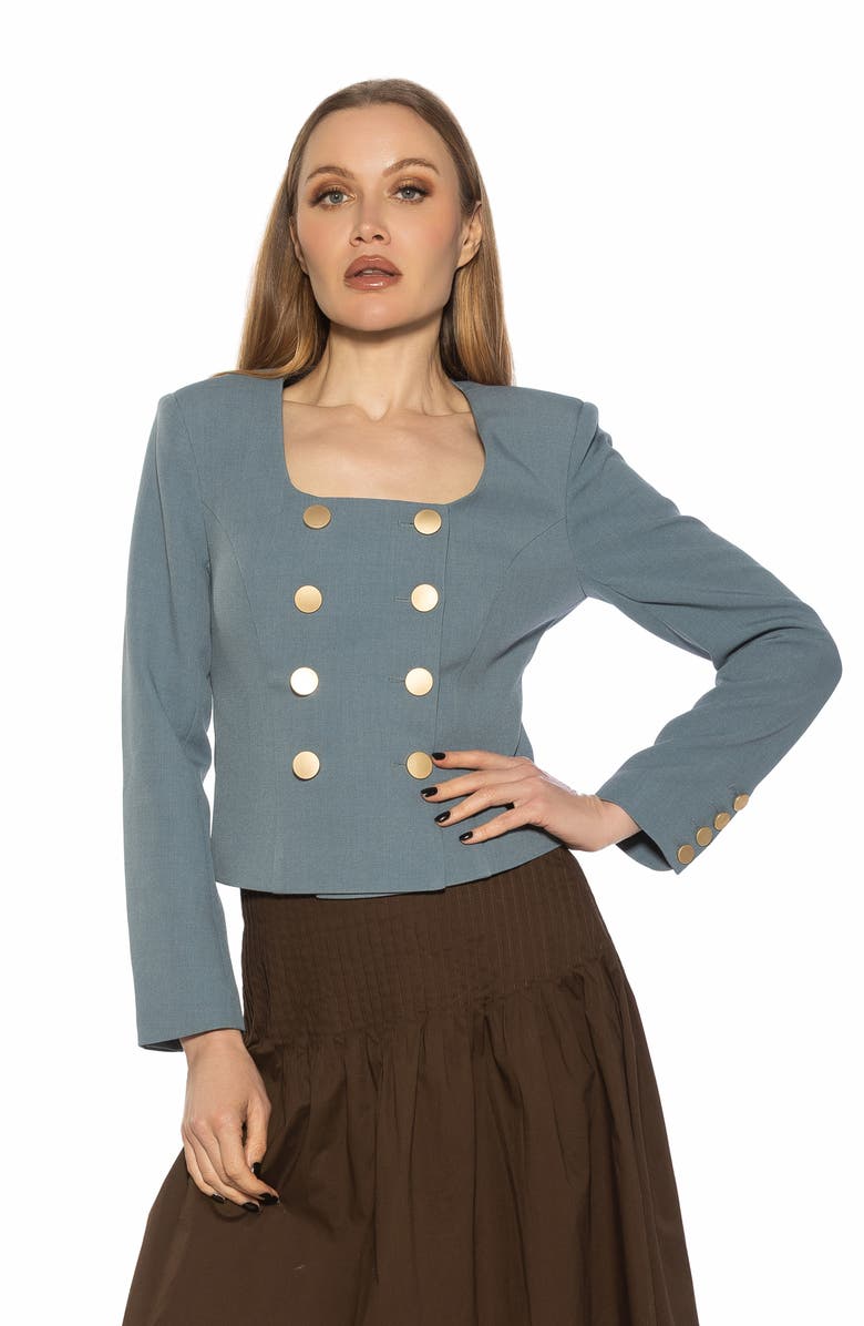 Alexia Admor Aria Scoop Neck Retro Blazer, Alternate, color, Teal