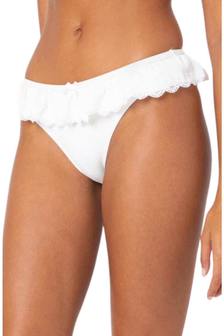 Ruffle Lace Trim Bikini Bottoms, Alternate, color, WHITE