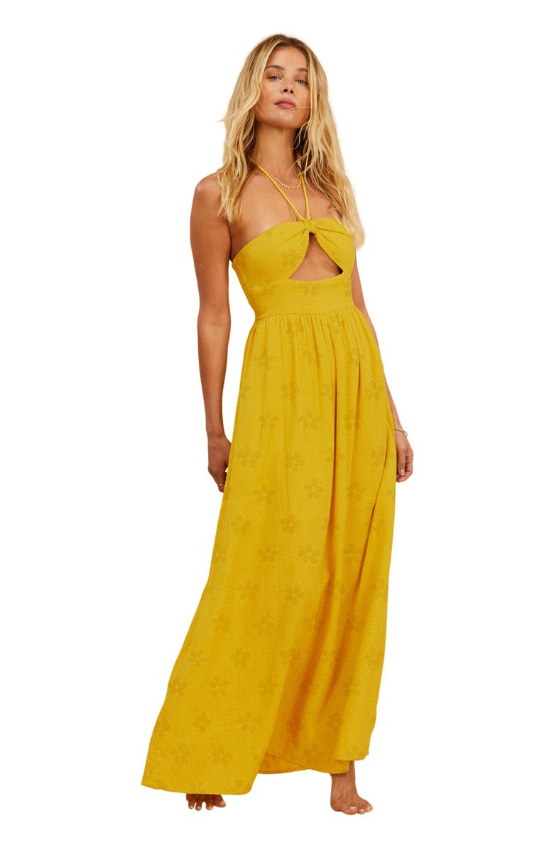 Billabong x The Salty Blonde Sunset Glow Cutout Halter Dress, Alternate, color, 