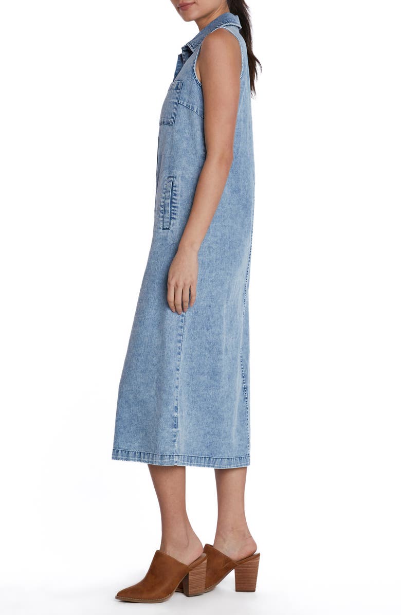 Wash Lab Denim Sleeveless Denim Shirtdress, Alternate, color, Frost Blue