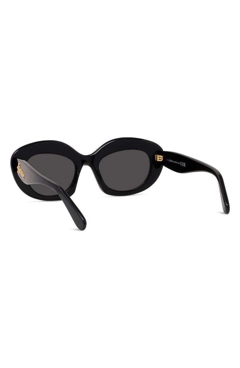 Loewe Curvy 51mm Cat Sunglasses, Alternate, color, Shiny Black / Smoke