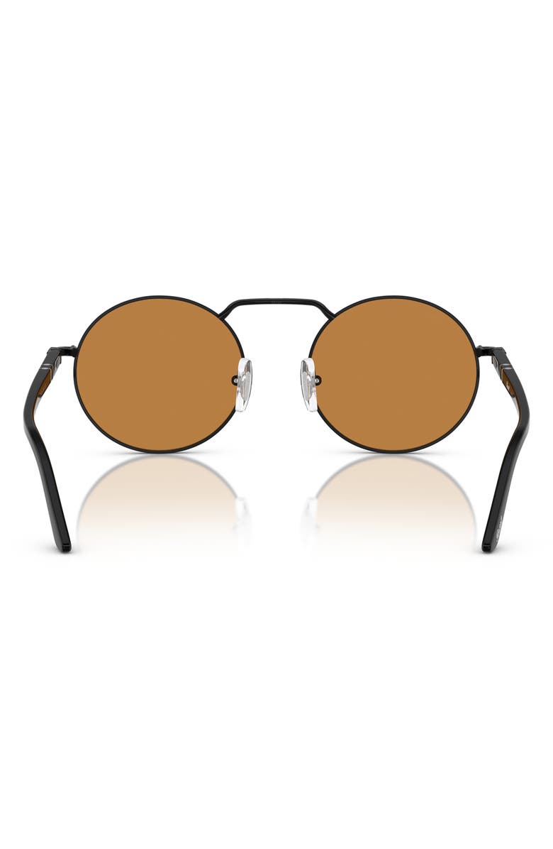 Persol 53mm Polarized Round Sunglasses, Alternate, color, Black Brown