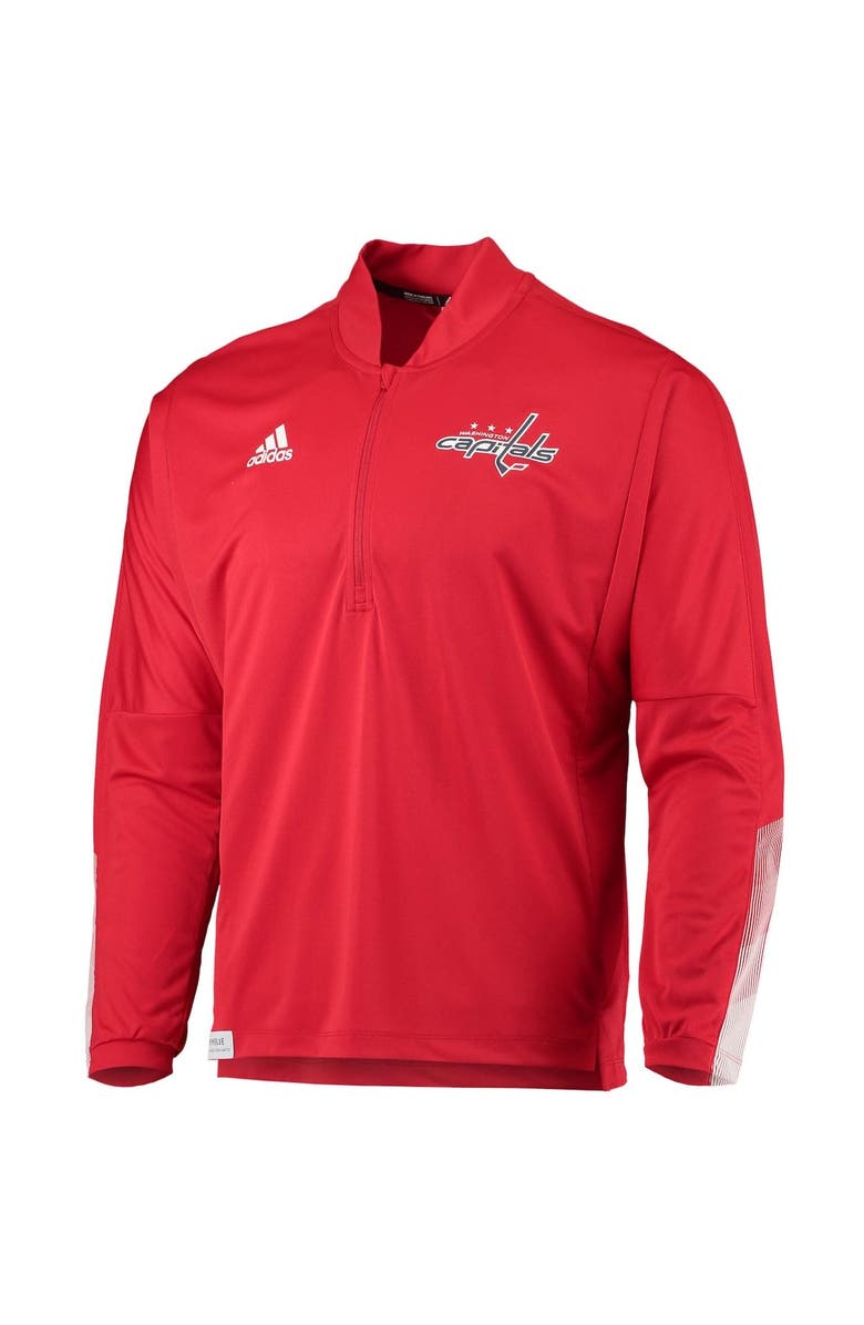 adidas Men's adidas Red Washington Capitals Primeblue Quarter-Zip Jacket, Alternate, color, 