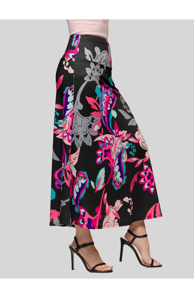 24seven Comfort Apparel Paisley Elastic Waist A-LINE Maxi Skirt, Alternate, color, Pink Multi